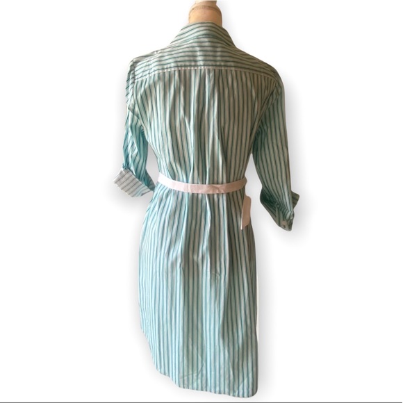THE LIMITED Womens Calm Sea Convertible Sleeve Stripe Shirt Dress Stretch Cotton - Picture 3 of 16